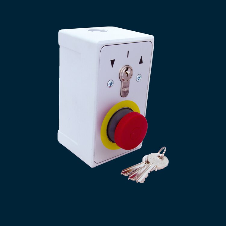 Key switch STAZ OPEN-CLOSE, surf. mount,emerg.stop button   