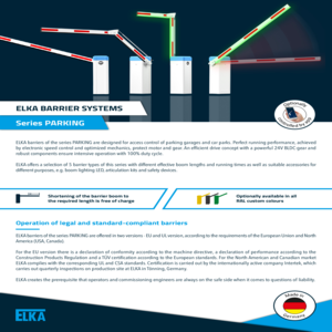 Barrier PARKING - EU - Datasheet